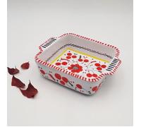 Plat de cuisson individuel en terre cuite Fleur - Plat à lasagne - Plat à gratin