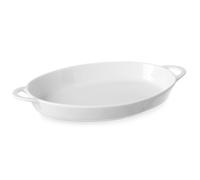 Plat de cuisson ovale avec anses 270x180x40mm en porcelaine blanche - Hendi