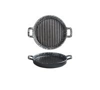 Plat de cuisson Plaque de cuisson en céramique à double anse, style western, for micro-ondes et ustensiles, 25,5 x 21 x 4 cm(Gray)