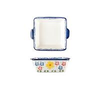 Plat de cuisson Plat de cuisson en céramique rectangulaire créatif Double oreille fromage cuit au four assiette riz bol ménage grande à soupe plat profond