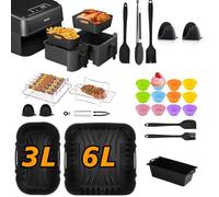 Plat de cuisson pour Airfryer, 26 Pièces Moule Silicone Air Fryer Accessoires Pour Philips Airfryer Série 3000/5000, Air Fryer Accessories Comprend un grille, des moules à pain, des pinces de cuisine