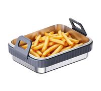 Plat de cuisson pour friteuse à air - Chaleur antiadhésive grise, grille de gril en acier inoxydable résistante, plateau de rôtissage de cuisine, accessoire de cuisson commercial 214 g, de cuis