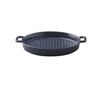 Plat de cuisson rond en céramique - Double oreille - Antiadhésif - Pour four à micro-ondes - Plat de cuisson en porcelaine (Gris)