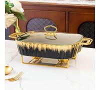 Plat de frottement en céramique, Chauffe-Chauffe et Buffet de Couvercle en Verre, Plateau de réchauffement pour Les Mariages pour Les Mariages, Black-2.3.