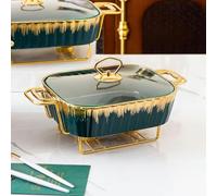 Plat de frottement en céramique, Chauffe-Chauffe et Buffet de Couvercle en Verre, Plateau de réchauffement pour Le réchauffement pour Les Mariages, Green-2.3.