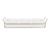 Plat de Fruits Secs en Céramique Support en Fer, Service Moderne | Surface Lisse Polie, Organisation de Table, pour Apéritifs et Dîners Formels, Facile à Nettoyer