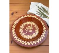 Plat de présentation BELDI CHIC 31 cm - Céramique artisanale - Pour couscous, tajine, salades ou plats familiaux - Design traditionnel fait main (Modèle 02)