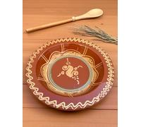 Plat de présentation BELDI CHIC 31 cm - Céramique artisanale - Pour couscous, tajine, salades ou plats familiaux - Design traditionnel fait main (Modèle 01)