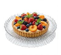Plat de Présentation en Verre 31,5 cm - Grand Plateau de Service Transparent, Plat à Gâteau, Plateau Dessert, Fromage, Apéritif, Fruits et Décoration de Table