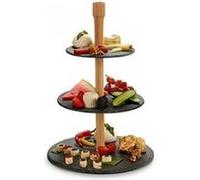 Plat de présentation fruits ou gâteaux à 3 étages bois et ardoise G