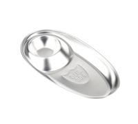 Plat de Sauce Ovale en Acier Inoxydable à Double Compartiment | Service Compact, Séparation des Assaisonnements, pour Beurre et Sauce Soja, Restauration, Traiteur