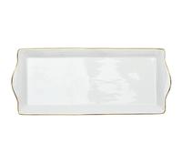 Plat De Service Porcelaine Liseré Doré 34x14cm M12 Blanc, Doré
