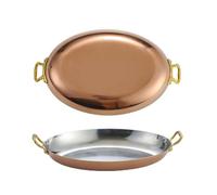 Plat De Service Ovale en Acier Inoxydable, 25/30/35/40cm Plat À Poisson avec Double Poignée Plat D'apéritif Plat À Collation Plat À Homard Espagnol Bol À Vapeur pour gold-30cm
