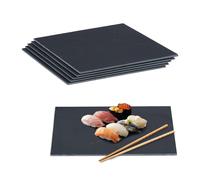 Relaxdays Plat de service, lot 6, pour servir votre fromage et desserts, à personnaliser, 40x30 cm, anthracite