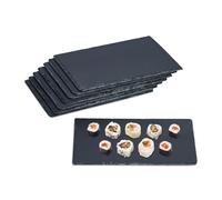 Relaxdays Plat de Service, lot 8, rectangulaire, pour Servir Fromage/sushis/Desserts, 26 x 16 cm, Noir