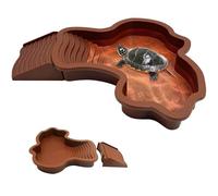 Plat d'eau Bassin pour Tortue De Piscine avec Rampe, Abreuvoir Tortue Terrestre, 35x28,5x4,3cm, Terrarium Tortue Terrestre, Accessoire Tortue Terrestre, pour Tortues, LéZards Et Gecko. (Red Brown)
