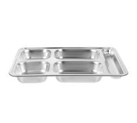 Plat Divisé en Acier Inoxydable Argenté, 1 Pièce, Extra-large