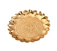 Plat du Temple en Alliage Doré, Plateau Fruit Lotus Rétro | Décor Classique Gravé, Usage Autel et Offrandes, pour Petits Objets ou Fruits, Finition Métal