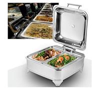 Plat électrique de 6L, chauffe-repas électrique en acier inoxydable, récipient thermique pour les aliments chauds pour les Buffets, Banquets, fêtes à la maison, température réglable (30-80°)