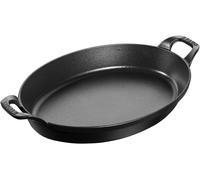 Plat Empilable En Fonte, Ovale, Ø 32 Cm, 2,20 L, Noir Mat