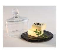 Plat en ardoise naturelle avec cloche en verre