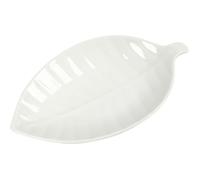 Plat en céramique - Creotime - Forme de feuille - 24 cm - Couleur blanc - Unisexe