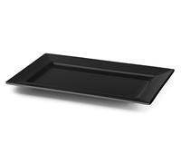 Plat en mélamine classique noire de 30 x 21 x 3 cm, matériau durable. Conçu pour servir des aliments, décoration et usage quotidien.