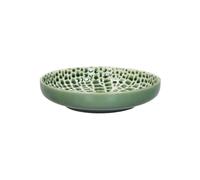 Plat en porcelaine verte, rond, à motifs - Pomax, Lotus - Ø21x4 cm