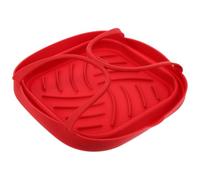 Plat en Silicone Pliable pour Friteuse à Air, Rouge, Double Poignée | Drainage D’huile, Design Gain de Place, Surface Lisse, Usage la Cuisine, Lavage Lave-vaisselle