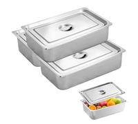 Plat four Avec Couvercle, 3 Pièces Bac Inox, Bac Inox Alimentaire, Plats à Four, 32.5 X 17.5 X 6.5 CM Plat Inox Rectangulaire, Revêtement Antiadhésif, Fours et Réfrigérateurs de Cuisine