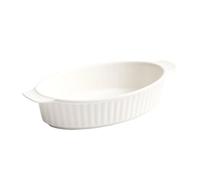plat four Bol de cuisson ovale en céramique blanche 9,5 pouces (600 ml) à double poignée for four micro-ondes plat four ceramique