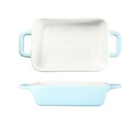 plat four Plat de cuisson rectangulaire minimaliste en céramique à double poignée for four et micro-ondes plat four ceramique(Blue)