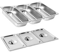 Plat Four,Plat Four Rectangulaire,3X Bac Inox,Plat Four Avec Couvercle3L-32.5 X 17.5 X 6.5Cm,Robuste,Durable Et Facile À Nettoyer