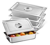 Plat Four Rectangulaire,Set De 3 32.5*17.5*6.5cm Récipient Gastronorme Avec Couvercle,Récipient-Gastronorme En Inox,Plats à Four en Acier Inoxydable Pour Schnitzel,Poisson,Plats,Gâteaux,Nourriture