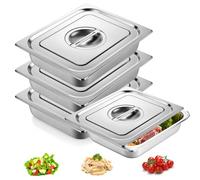 Plat Four Rectangulaire,Set De 3 32.5 * 26.5cm Récipient Gastronorme Avec Couvercle,Récipient-Gastronorme En Inox,Plats à Four en Acier Inoxydable Pour Plats,Schnitzel,Nourriture,Poisson,Gâteaux