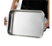 Plat Inox Ensemble de 3 plaques cuisson en acier inoxydable, multi-usages, profondes et épaisses, durables, antiadhésives, faciles à nettoyer, idéales for les fêtes