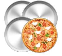 Plat Inox Lot de 4 plaques à pizza rondes en acier inoxydable 20,3 cm, 25, 30,5, for la cuisson au four, durables(4PCS 20CM)