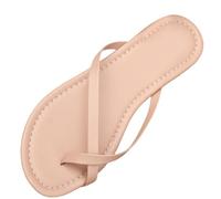 Plat noir tongs pour les femmes mince semelle douce ouverte pince orteils T sangle clip orteil pantoufles glisser sur la plage cuir anti-glissant thong sandales habillage marche soirée (Pink, 40)