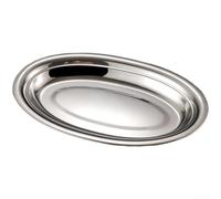 Plat ovale de grande capacité en acier inoxydable pour présenter des poissons et des casseroles, design empilable, réduit les besoins de stockage dans les cuisines et les zones de service (25 cm (28