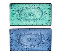 Plat rectangle Manihi 29x16 cm (1 modèle aléatoire) - Table Passion - Bleu - Porcelaine Bleu G