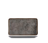 Plat Rectangulaire En Grès Velouté 14x24 Cm Gris H&H