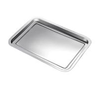 Plat Rectangulaire Inox, Plat Inox, Empilables, Seulement 2cm D'épaisseur, Présentation Professionnelle de Salades et Pâtisseries(27 x 20 cm/10.6 x 8 in)