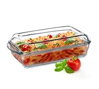 KADAX Plat à Gratin en Verre Résistant à la Chaleur avec Couvercle et Poignées, Cocotte Transparente Idéale pour la Cuisson au Four (Rectangulaire, 3.95L)
