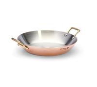 Plat rond à 2 anses en cuivre-inox avec montures laiton Ø24 cm