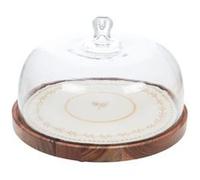 Plat rond avec cloche Romy 30 cm - Amadeus - Marron - Bois Blanc G