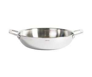 Plat sautoir castel pro inox 2 anses 28 cm avec couvercle verre