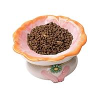 Plat Surélevé pour Chat - Bol d'alimentation Incliné en Céramique, Assiette Florale Mignonne Anti-vomissements, Base Stable Antidérapante, Mangeoire Surélevée Ergonomique pour Petits Animaux Compag