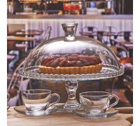 Plat Tarte Gâteaux ou Fromage en Verre sur Pied avec Cloche