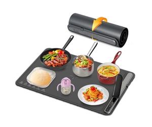 Plata 2.0 CELOX - Plaque Chauffante 500W, Enroulable & Portable, 6 Positions de 60 à120°C, Silicone Flexible - Utilisable sur Minuterie, ne se Rallume pas Automatiquement, 60x40cm + Sac.