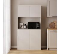 PLATAN ROOM Armoire de cuisine buffet Ester avec plan de travail - 100 x 50 x 187 cm - Blanc/cachemire/anthracite/gris argile (cachemire)